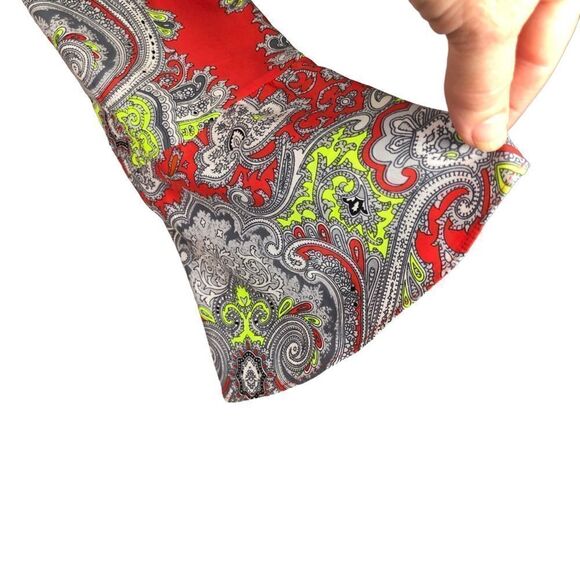 ANTHROPOLOGIE YOANA BARASCHI Paisley Print Shift Dress Long Trumpet Sleeve Large - Picture 5 of 12